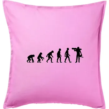 Polštář Evoluce dřevorubec - pila a kmen - Polštář 50x50 - 50x50 - Pouze potah ( Růžová )