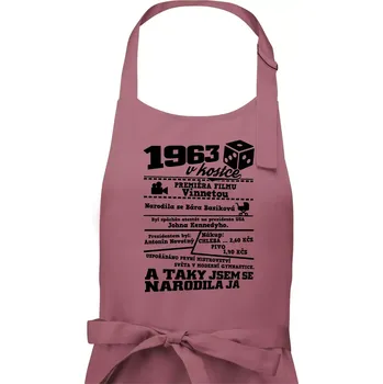 Kuchyňská zástěra 1963 v kostce - Dámská zástěra na vaření - Univerzální velikost ( Starorůžová )