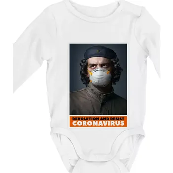 Corona Revolution and resist - Body kojenecké s dlouhým rukávem - Dlouhý r. 3-6 měs ( Bílá )