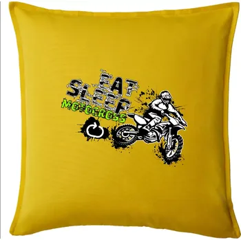 Polštář Eat Sleep Motocross - Polštář 50x50 - 50x50 - Pouze potah ( Žlutá )