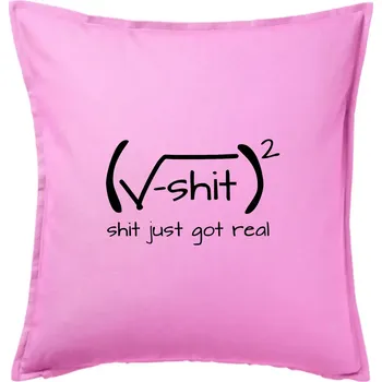 Polštář Shit Just Got Real - Polštář 50x50 - 50x50 - Pouze potah ( Růžová )