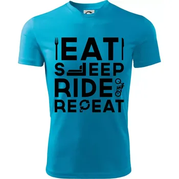 Chlapecké oblečení Eat sleep ride moto - Dětské triko sportovní (dresovina) - 158 cm/12 let ( Světlý tyrkys )