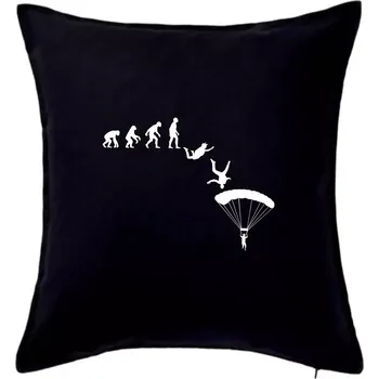 Polštář Evoluce parašutista seskok - Polštář 50x50 - 50x50 - Pouze potah ( Černá )