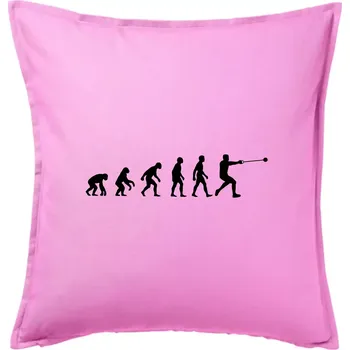 Polštář Evoluce hod kladivem - Polštář 50x50 - 50x50 - Pouze potah ( Růžová )