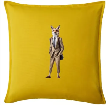 Polštář Vlk elegán - Polštář 50x50 - 50x50 - Pouze potah ( Žlutá )