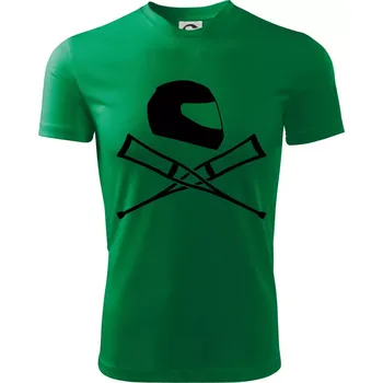 Chlapecké tričko Silniční helma / berle - Dětské triko sportovní (dresovina) - 122 cm/6 let ( Středně zelená )