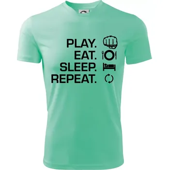 MMA eat sleep repeat - Dětské triko sportovní (dresovina) - 146 cm/10 let ( Mátová )