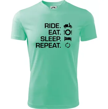Chlapecké tričko Ride Eat Sleep Repeat moto skútr - Dětské triko sportovní (dresovina) - 146 cm/10 let ( Mátová )