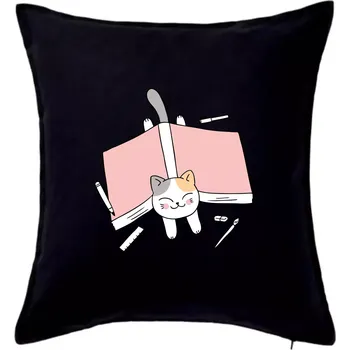 Polštář Učení na státnice kočka - Polštář 50x50 - 50x50 - Pouze potah ( Černá )