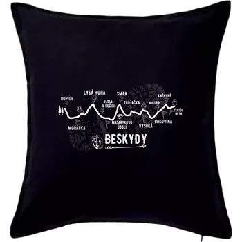 Polštář Profil Beskydy - Polštář 50x50 - 50x50 - Pouze potah ( Černá )