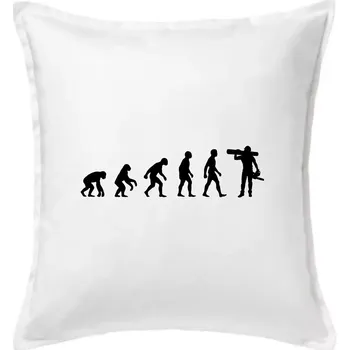Polštář Evoluce dřevorubec - pila a kmen - Polštář 50x50 - 50x50 - Pouze potah ( Bílá )
