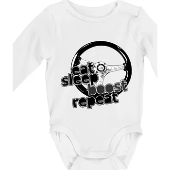 Kojenecké oblečení Eat Sleep Boost repeat - Body kojenecké s dlouhým rukávem - Dlouhý r. do 3 měs ( Bílá )