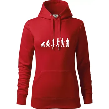 Dámská mikina Evoluce zedník zbiječka - Mikina dámská Cape s kapucí - XS ( Červená )
