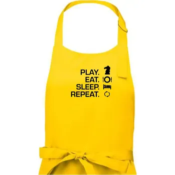 Kuchyňská zástěra Eat sleep play - šachy - Pánská zástěra na vaření - Univerzální velikost ( Žlutá )