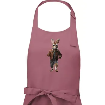 Kuchyňská zástěra Zajíc frajer - Pánská zástěra na vaření - Univerzální velikost ( Starorůžová )