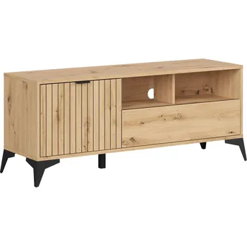 Televizní stolek TV stolek Lamea - Black Red White - BRW Dub Artisan 135x56 cm