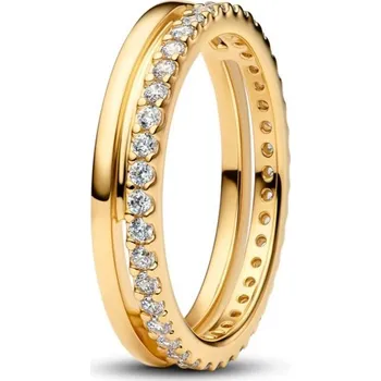Módní doplněk Pandora Pozlacený dvojitý prsten se zirkony Timeless Shine 163799C01 50 mm + 2 měsíce na vrácení zboží