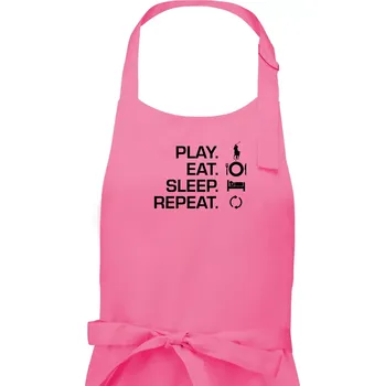 Kuchyňská zástěra Play Eat Sleep Repeat polo - Dámská zástěra na vaření - Univerzální velikost ( Růžová )