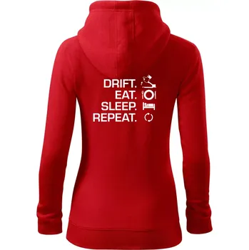 Dámská mikina Drift Eat Sleep Repeat - Dámská mikina trendy zipper s kapucí - XS ( Červená )