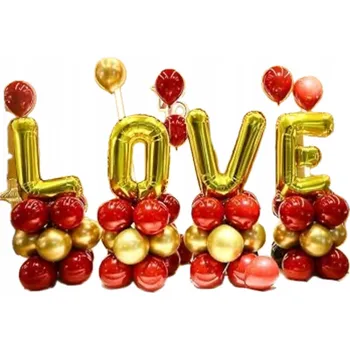 Balónek NÁPIS LOVE LÁSKA SADA BALÓNKŮ ROSE GOLD VALENTÝN