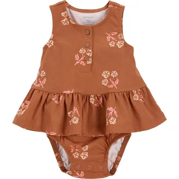 Kojenecký body CARTERS CARTER'S Body bez rukávů s volánem Brown Flowers holka NB