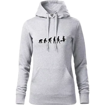 Dámská mikina Evoluce čarodějnice - Mikina dámská Cape s kapucí - 2XL ( Světlešedý Melír )