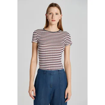 Dámské tričko TRIČKO GANT STRIPED RIBBED SS T-SHIRT CLASSIC BLUE
