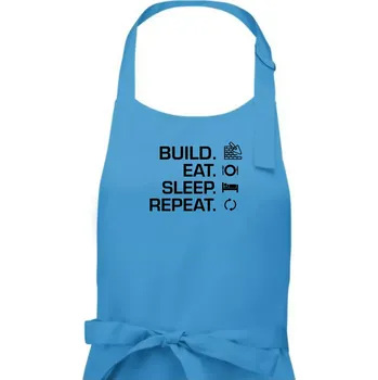 Kuchyňská zástěra Build eat sleep repeat - cihly - Dámská zástěra na vaření - Univerzální velikost ( Světlý tyrkys )