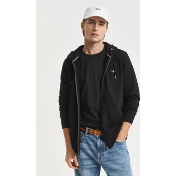 Pánská mikina MIKINA GANT REG SHIELD FULL ZIP HOODIE BLACK