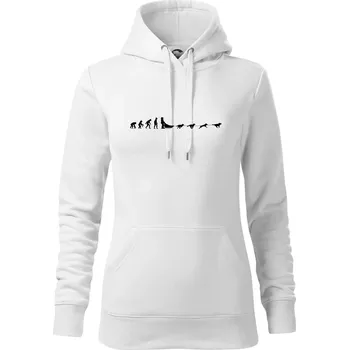Dámská mikina Evoluce psí spřežení - Mikina dámská Cape s kapucí - L ( Bílá )