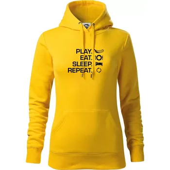 Dámská mikina Play Eat Sleep Repeat florbal - Mikina dámská Cape s kapucí - XS ( Žlutá )