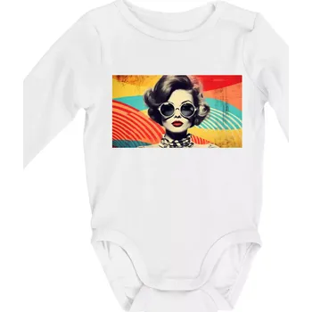 Kojenecký body Retro žena - Body kojenecké s dlouhým rukávem - Dlouhý r. do 3 měs ( Bílá )
