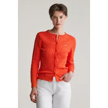 Dámský svetr SVETR GANT STRETCH COTTON CABLE CARDIGAN ORANGE RED