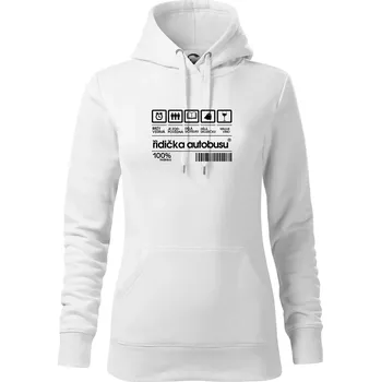 Dámská mikina Čárový kód řidička autobusu - Mikina dámská Cape s kapucí - L ( Bílá )