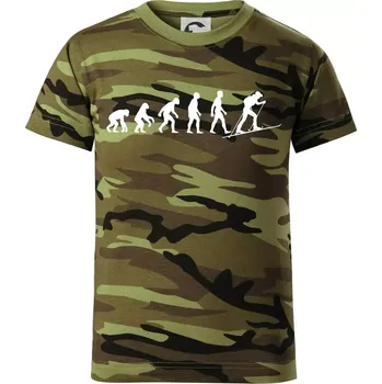 Evoluce skialpy - Dětské maskáčové triko - 122 cm/6 let ( Zelený maskáč )