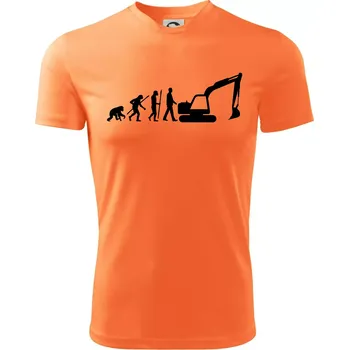 Chlapecké tričko Evoluce bagr velký - Dětské triko sportovní (dresovina) - 122 cm/6 let ( Neon mandarine )