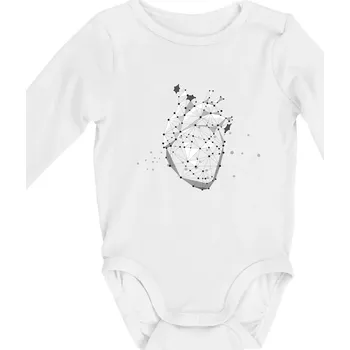 Lidské srdce - Body kojenecké s dlouhým rukávem - Dlouhý r. do 3 měs ( Bílá )