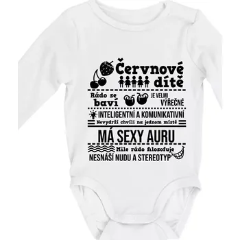 Narozeniny červen - Body kojenecké s dlouhým rukávem - Dlouhý r. do 3 měs ( Bílá )