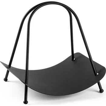 Dekorativní kovový stojan na dřevo v černé barvě, 50 x 42 x 39 cm - II. jakost, POUZE OSOBNÍ ODBĚR + vyzvednutí ZDARMA