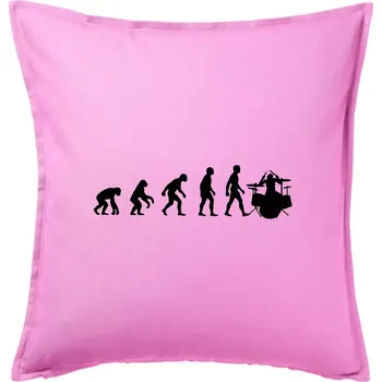 Polštář Evoluce bubeník - Polštář 50x50 - 50x50 - Pouze potah ( Růžová )