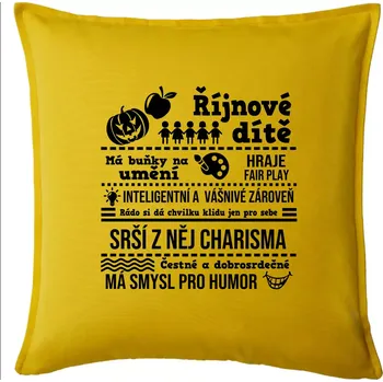 Polštář Narozeniny říjen - Polštář 50x50 - 50x50 - Pouze potah ( Žlutá )