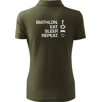 Biathlon Eat Sleep Repeat - Polokošile dámská Pique Polo - XL ( Military )