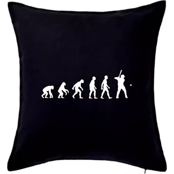 Polštář Evoluce baseball pálkař nápřah + míček - Polštář 50x50 - 50x50 - Pouze potah ( Černá )