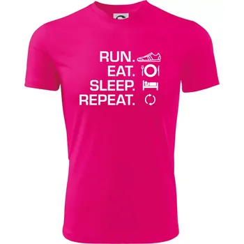 Run eat sleep repeat - Dětské triko sportovní (dresovina) - 146 cm/10 let ( Neon Pink )