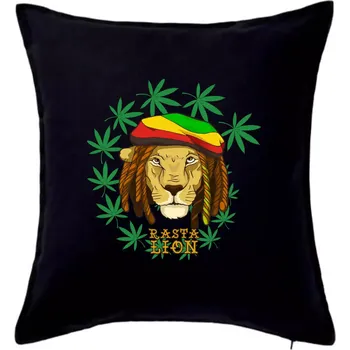 Polštář Rasta Lion - Polštář 50x50 - 50x50 - Včetně výplně ( Černá )