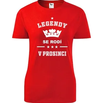 Červené dámské tričko Legendy se rodí v prosinci - dárek k padesátinám pro ženu - barva červená - velikost XXL