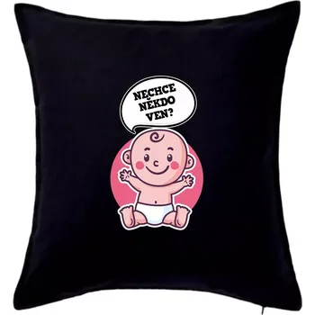 Polštář Nechce někdo ven - Triko pro porodní asistentku - Polštář 50x50 - 50x50 - Pouze potah ( Černá )