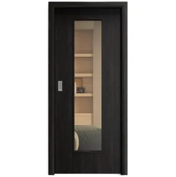 Interiérové dveře SAPELI ELEGANT KOMFORT M55 - CPL LAMINÁT - POSUVNÉ DVEŘE VČ. ZÁRUBNĚ - Ořech královský Průchozí šířka (cm): 120, Průchozí výška (cm): 197, Typ skla: Planibel bronz