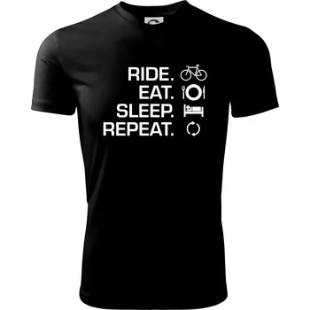 Ride Eat Sleep Repeat kolo - Dětské triko sportovní (dresovina) - 146 cm/10 let ( Černá )