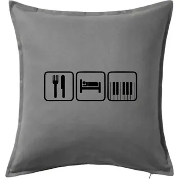 Polštář Eat sleep piano v řadě - Polštář 50x50 - 50x50 - Pouze potah ( Tmavě šedý melír )